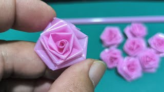 diy tiny rose flower demo using 1 pc drinking straw