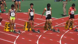 2019年　阪神中学新人陸上大会 ２年男子１００M予選７組 尼崎記念競技場　10月５日　晴れ