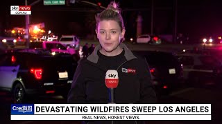 ‘Damaged or destroyed’: TV reporter in the midst of LA wildfires