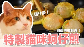 【好味小姐】特製貓咪蚵仔煎～跟蛋捲做料理！｜貓副食｜貓鮮食廚房EP201