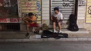 Greek musicians in Plaka, Athens, the 27th of August 2017