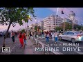 Evening walk at Marine Drive - Mumbai | 4K Walking tour in India | Nariman Point