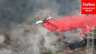 Firefighting Aircrafts Seen Battling The Flames Of The Palisades Fire In Los Angeles, California