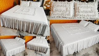 How To Make a Beautiful Frill BedSheet, Pillow Cover  Stitch At Home