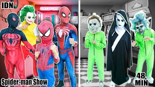 Kisah PAHLAWAN SUPER || Tim Spider-Man Berwarna-warni VS Tim Pria Bertopeng Berwarna-warni