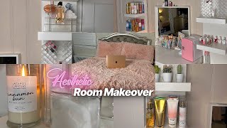 AESTHETIC BEDROOM MAKEOVER , MAKEUP VANITY CLEANING + ORGANIZING + DECLUTTERING + ROOM TOUR