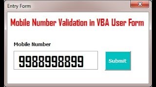 VBA: User form Validation for Mobile Number input