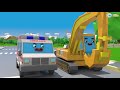 orange traktor und polizeiwagen spielen trompete cars town heller cartoon online für kinder