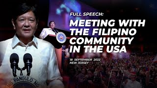 Meeting with the Filipino Community in the USA (Speech) 9/18/2022