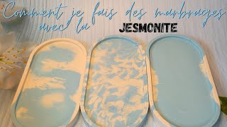 Test de différentes techniques de marbrage et de Paillettes avec la Jesmonite