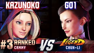 SF6 ▰ KAZUNOKO (#3 Ranked Cammy) vs GO1 (Chun-Li) ▰ High Level Gameplay