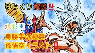 【ドラゴンボール】第12絵 身勝手の極意 孫悟空を水彩画で描いてみた