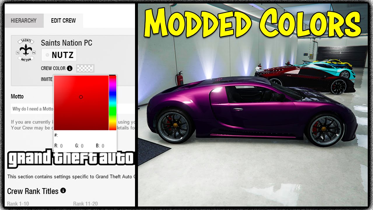 Gta 5 Modded Crew Colors Hex Codes 2021