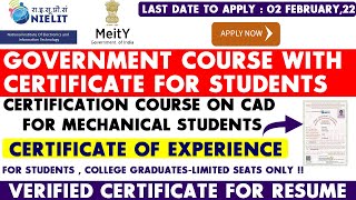 NIELIT offers Course on CAD for Mechanical Students - Government Courses with Certificates | MEITY