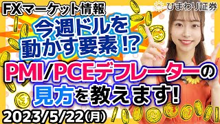 FXマーケット情報：今週のドルを動かす要素！？PMI/PCEデフレーターの見方を教えます！★経済指標やニュースを毎日配信（2023年5月22日の相場解説）