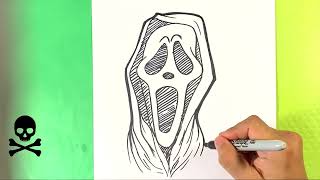 EASY How to Draw GHOST FACE from SCREAM
