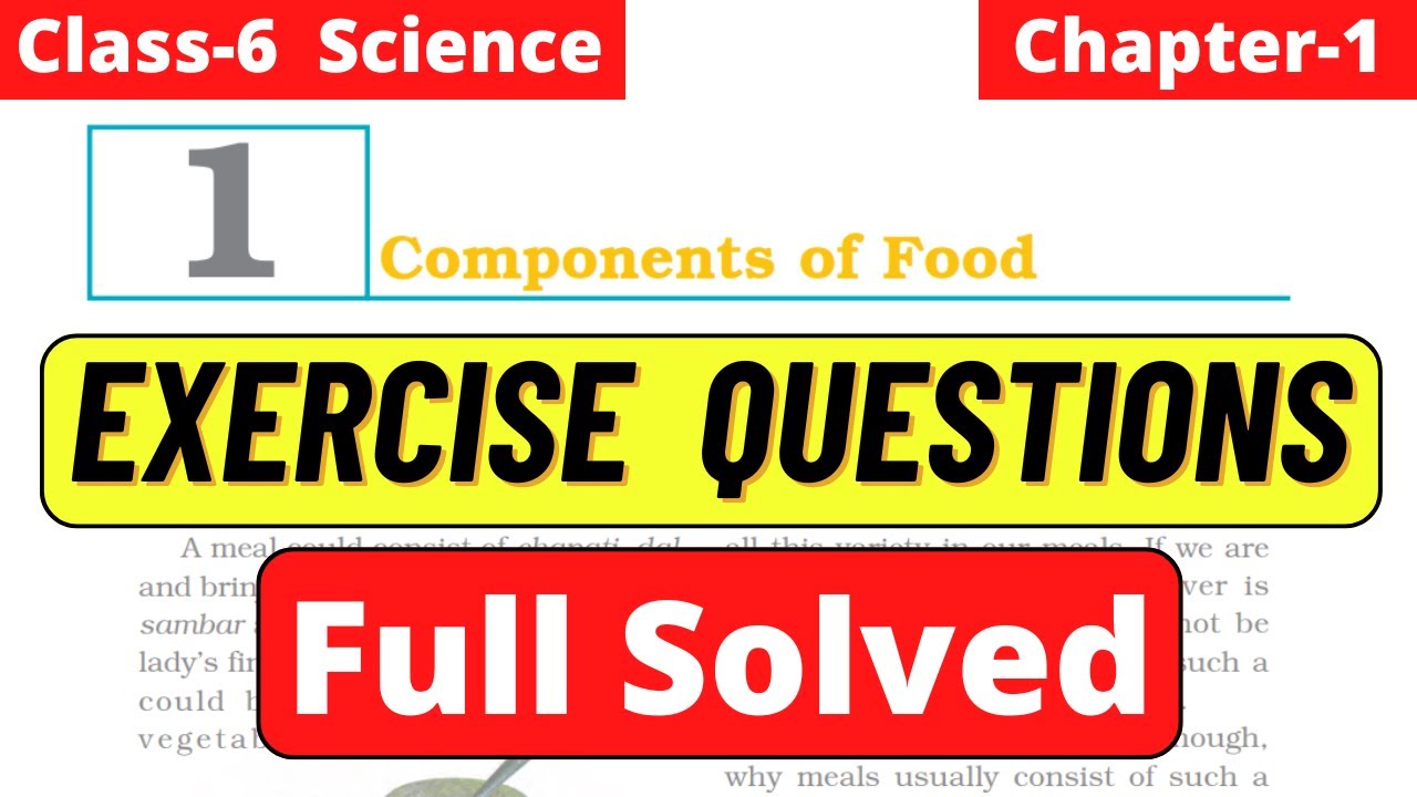 Exercise Solution Class 6 Science Chapter 1 Components Of Food - YouTube