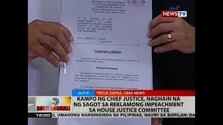 BT: Kampo ni chief justice, naghain na ng sagot sa reklamong impeachment sa House Justice Committee