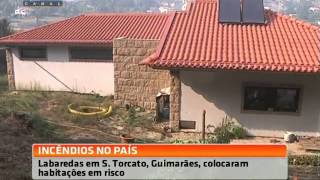 Incêndio em S. Torcato, Guimarães, coloca habitações em perigo
