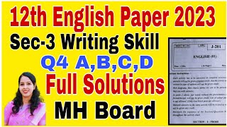 12th English Paper 2023 Section 3 Writing Skill Full Solution Set J201 Maharashtra Board
