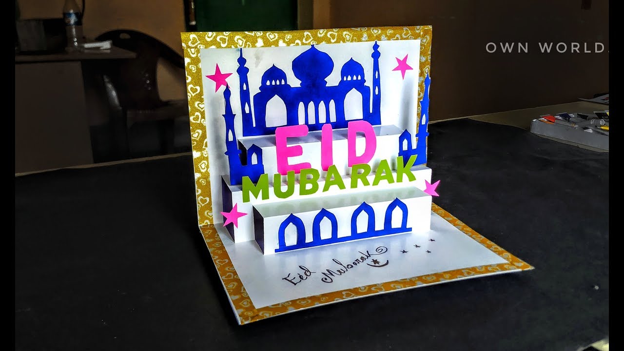 EID MUBARAK Greeting Card |How To Make Greeting Card For Eid | DIY ...