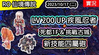 【RO實況# 305】LV200 UP 疾風忍者 擴充再上位 | 新技能四屬砲 | 月影法忍養成#5 | 死都1F \u0026 挑戰古城 | 查爾斯伺服器 | TW Ragnarok | Shiranui