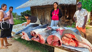 Wow ! Unique Village Attractive Fishmarket in Amazing Sri Lanka Super Fish Cutting Skills