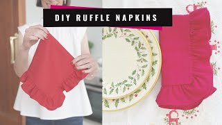 The PRETTIEST napkin DIY!! Let's sew ruffled napkins with mitered corners.