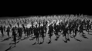 Crowd Simulation in Houdini walking and running 500 people
