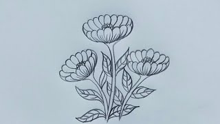 Simple flower design drawing / flowers drawing easy / how to draw flowers