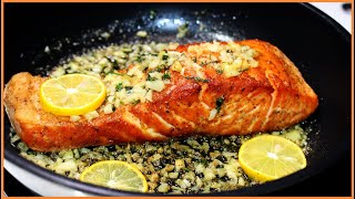 Cá Hồi Áp Chảo Sốt Chanh Bơ Tỏi. Tasty Crispy Salmon Recipe. Very Easy Lemon Butter Garlic Salmon