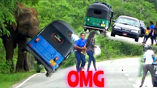 A fierce elephant attack on the tuk tuk in which a family was traveling with a small baby.