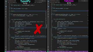 Type4Py vs. Tabnine: A comparison between two SOTA ML models at the type auto-completion task.