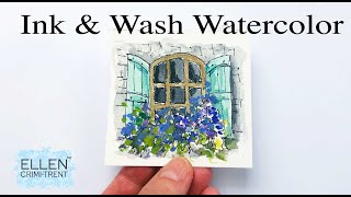 Ink & Wash Watercolor Tutorial for beginners- Mini Monday madness