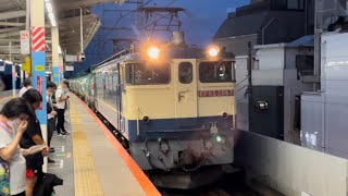 国鉄EF65形2000番台2067号機（赤プレート・国鉄色）＋タキ14B（両）が北朝霞駅1番線を通過するシーン（3092レ・新A60・石油返空）2023.8.7