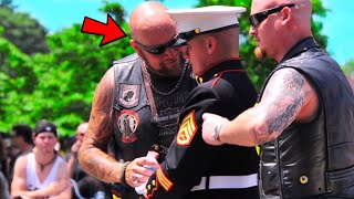 Injured Marine Holds Salute For 3 Hours, Then Bikers Suddenly Appear \u0026 Do The Unthinkable!