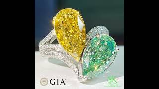 2024年12月16  GIA  梨形戒指💛Fancy Deep Brownish Yellow 4.02ct💚Fancy Light Brownish Greenish Yewllow 4.03ct