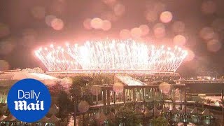 Spectacular fireworks display begins the Olympics closing ceremony - Daily Mail