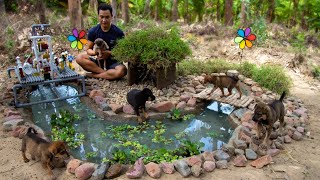 Rescue Abandoned Puppies Building Mud House Dog And Fish Pond For Fish