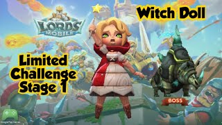 Lords Mobile Limited Challenge: Dark Disaster Witch Doll Stage 1《王国纪元》限时冒险-灾祸之影 克拉拉发条娃娃 第一关卡通关英雄攻略