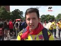 England, Colombia fans gather in Moscow's Red Square ahead of WC game