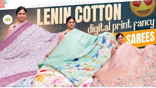 Beautiful  Lenin Cotton Sarees | Digital Prints lo | By Sunitha Reddy Sarees Hyderabad | SR1458