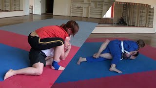 NC22  - Irina and Elena vs Villian. Mixed Wrestling. 2011