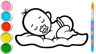 Bayi Tidur Menggambar, Melukis, Mewarnai untuk Anak dan Balita | Tip Menggambar Dasar #324