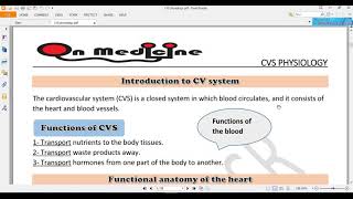 CVS physiology: Lecture 1 : introduction to CVS