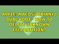 Apple: MacOS/Debian10 dual boot- how to delete unknown EFI partition? (2 Solutions!!)