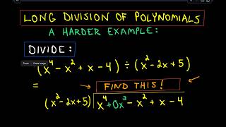 ❖ Long Division of Polynomials - A slightly harder example ❖