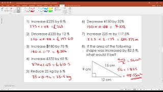 317 Increasing and Decreasing by a Percentage Using Decimal Multipliers