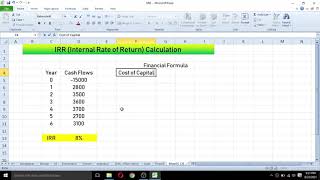 IRR (Internal Rate of Return) Calculation in Excel