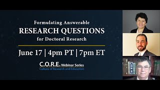 Formulating Answerable Research Questions for Doctoral Research